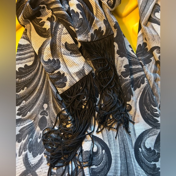 Jessica Simpson Size 6 Black White Paisley fringe tie Cross front Dress NWT - Picture 4 of 6